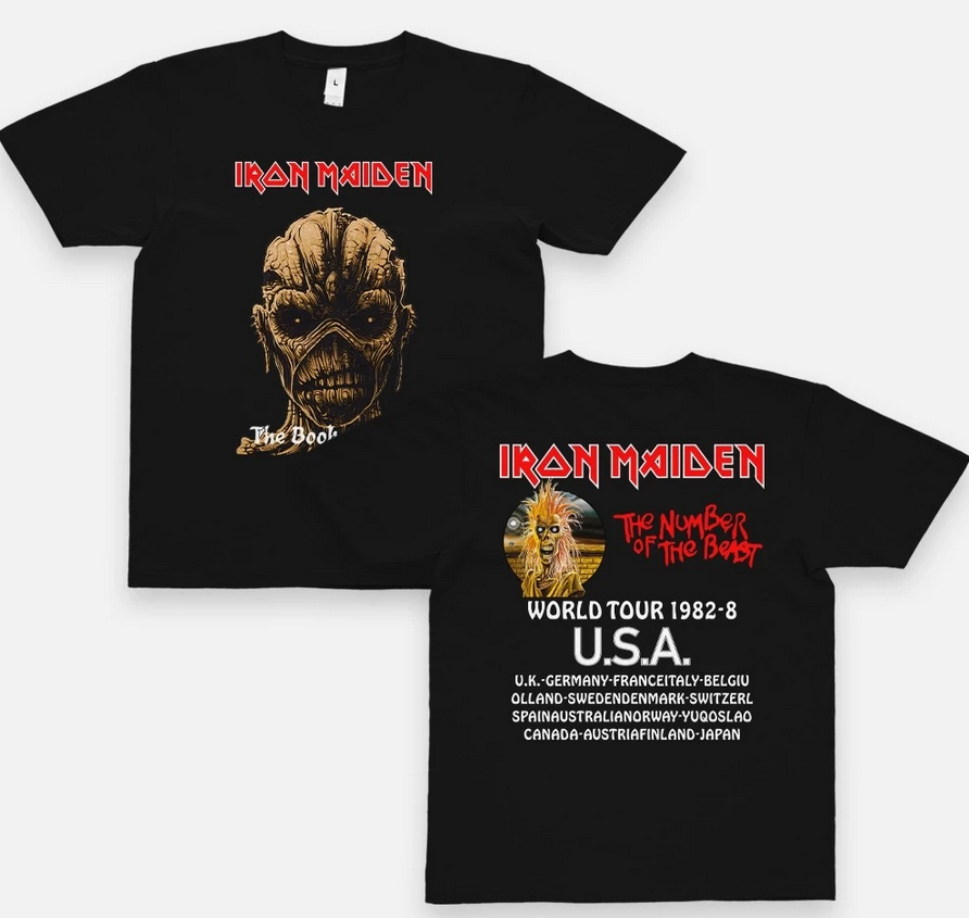 Vintage Iron Maiden The Number of the Beast Tour Shirt – Classic Rock Merch with Back Print