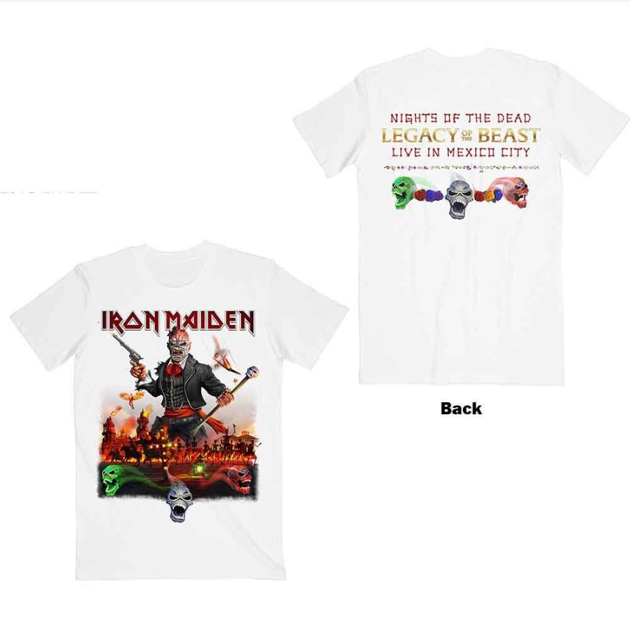 Iron Maiden Legacy of the Beast Mexico City T-Shirt – White Tour Tee