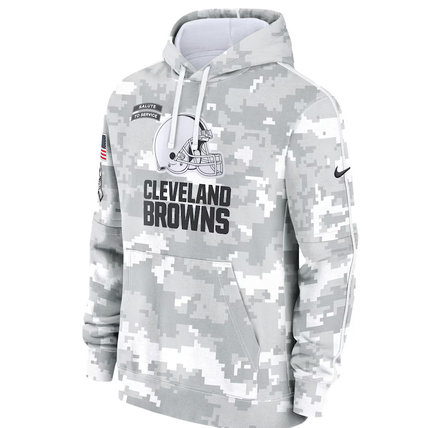Cleveland Browns Salute To Service Camo Pullover Hoodies