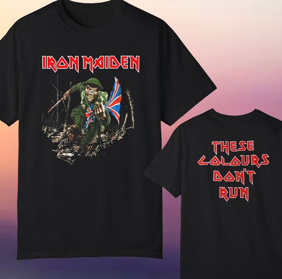 Iron Maiden These Colours Don’t Run Vintage T-Shirt – Classic Tour Merch two-sided