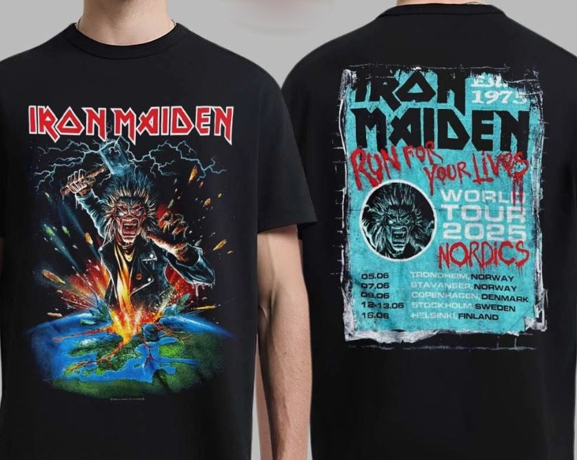 RARE!!! Iron Maiden Run For Your Livs World Tour 2025 Nordics Event Tee Eddie tour shirt