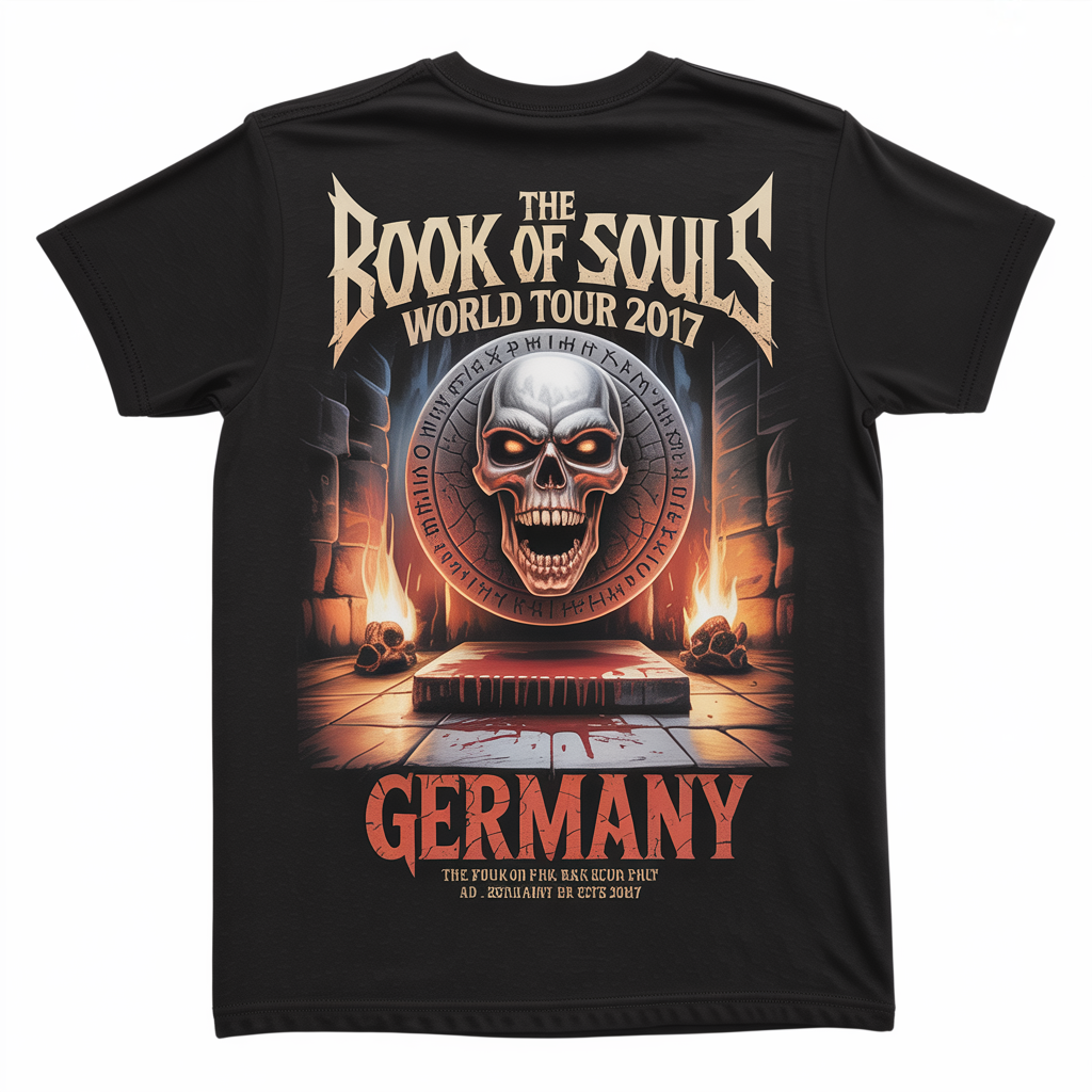Iron Maiden 2017 The Book Of Souls Tour Germany Exclusive Event Vintage Band Tee