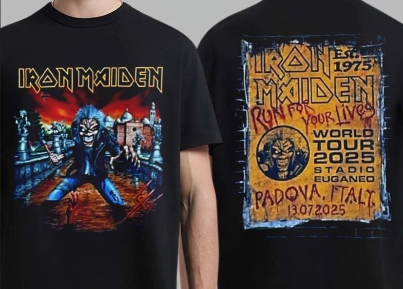 Iron Maiden Run For Your Lives World Tour 2025 Italy Event Te shirt