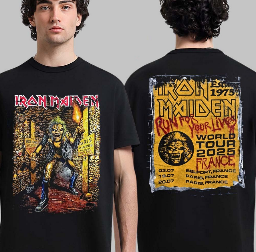 Iron Maiden Tour Shirt – France 2025 Run For Your Lives Event