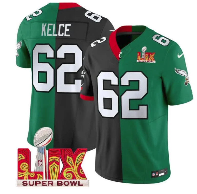 Split Philadelphia Eagles Super Bowl LIX & College Football Vapor Limited Jersey - All Stitched