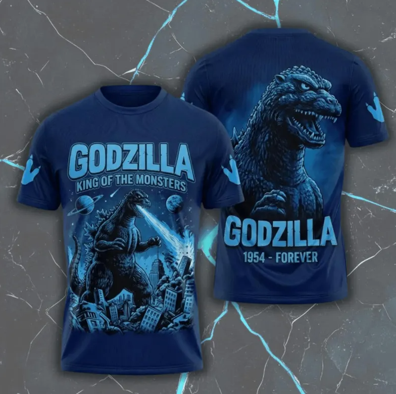 Godzilla 3D All Over  Apparel, Kaiju Monster Graphic Shirt, Japanese Monster Art, Godzilla Fan Gift, Retro Creature Design