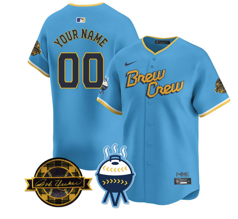Custom Name/Number Milwaukee Brewers 2025 Limited Jersey - Bob Uecker Patch - All Stitched