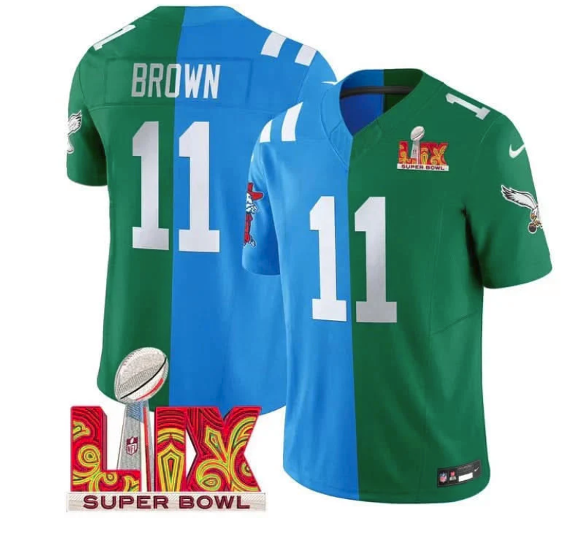 Split Philadelphia Eagles Super Bowl LIX & College Football Vapor Limited Jersey - All Stitched