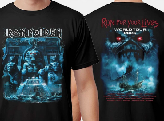 Iron Maiden Run For Your Lives World Tour 2025 Europe Tour T-Shirt – Dou