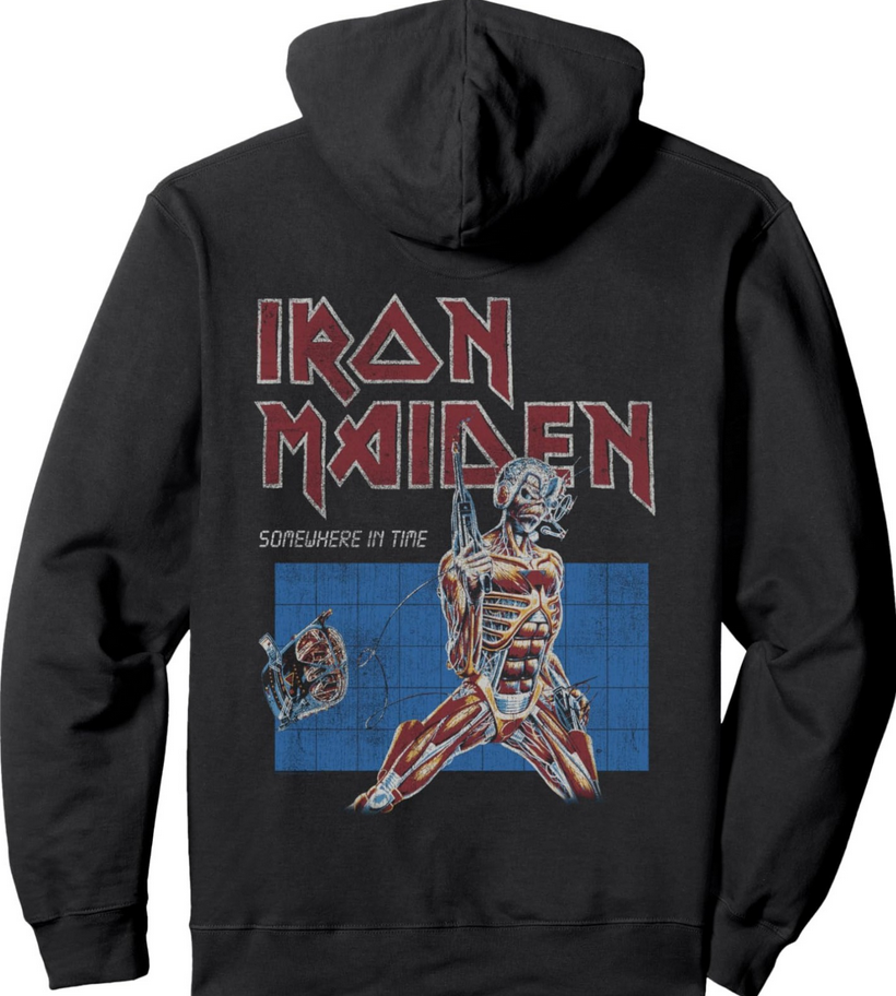 Iron Maiden Hoodie (2 sided) - Somewhere In Time Grid  Pullover