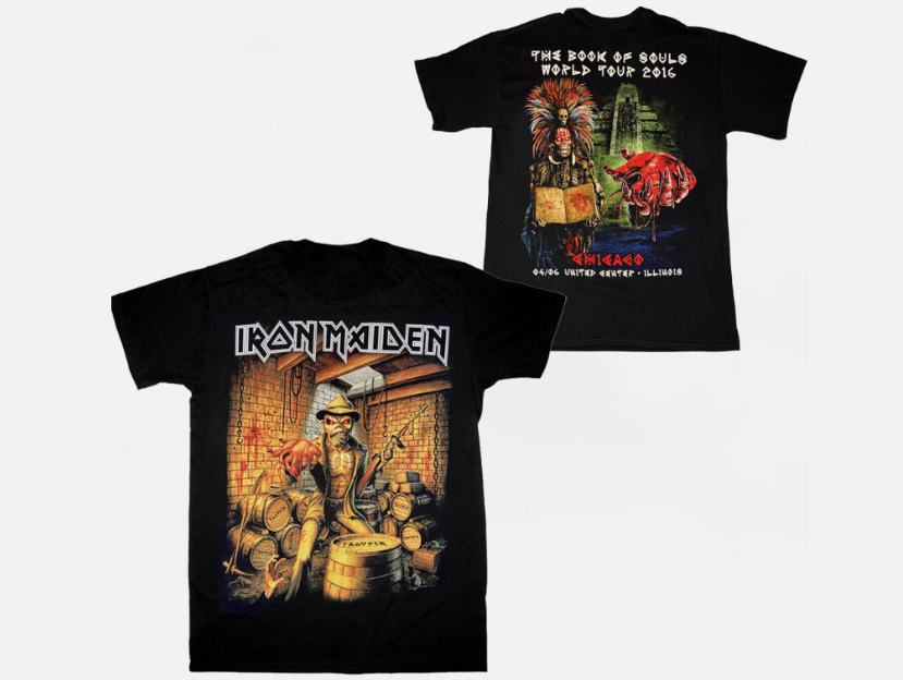 Iron Maiden 2016 Chicago Concert Night Tour Double-Sided Unisex T-Shirt