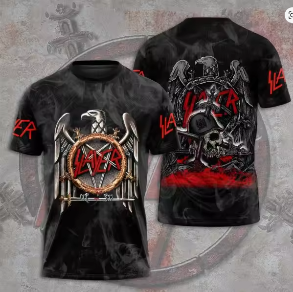 New Slayer Rock Band 3D Print T-Shirts Men Women Hip-hop Round Neck Short Sleeve T Shirt Tops Harajuku Street Tees Man Clothing