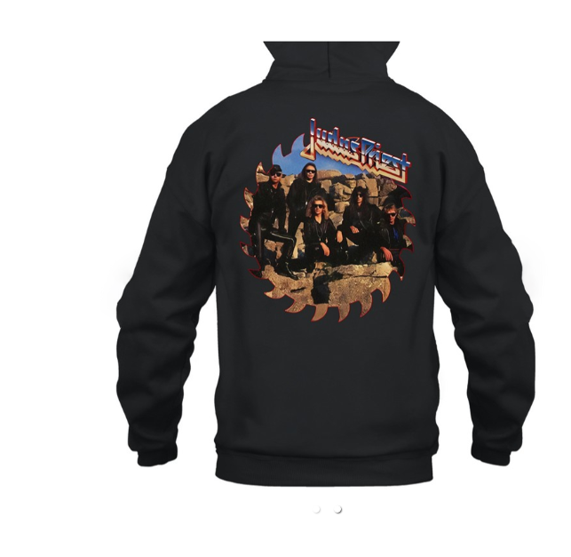 (2 sided) Judas Priest Hoodie, Heavyweight Black Rock Band Pullover Sweatshirt for Music Fans 2025 Edition
