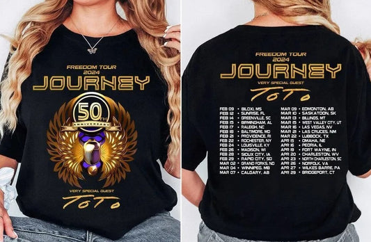 Journey Freedom Tour 2024 Shirt, Journey With Toto 2024 T-Shirt shirt
