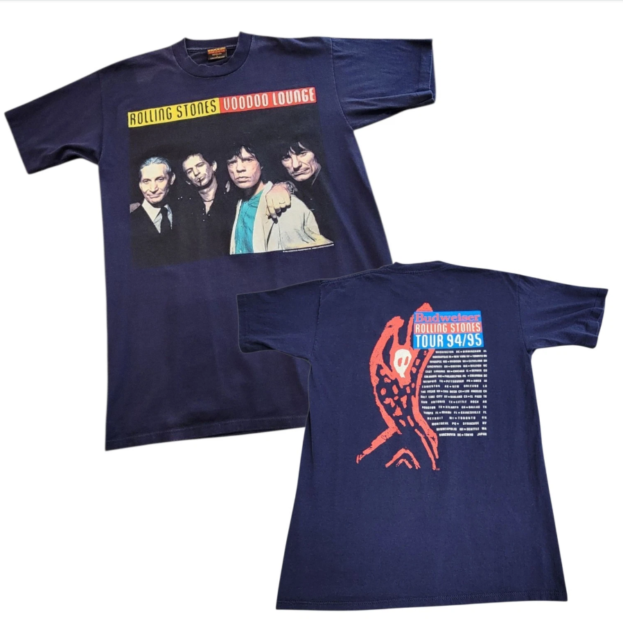 Vtg 1994 Rolling Stones Voodoo Lounge T Shirt Large Concert Tour Double Sided