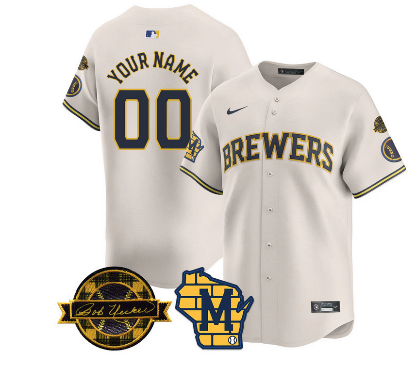 Custom Name/Number Milwaukee Brewers 2025 Limited Jersey - Bob Uecker Patch - All Stitched