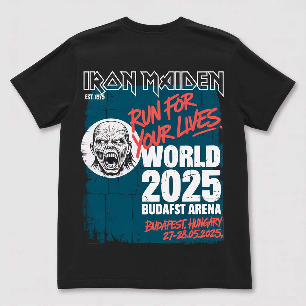 (2 sides)Iron Maiden Run For Your Lives Shirt – Budapest Hungary Concert 2025