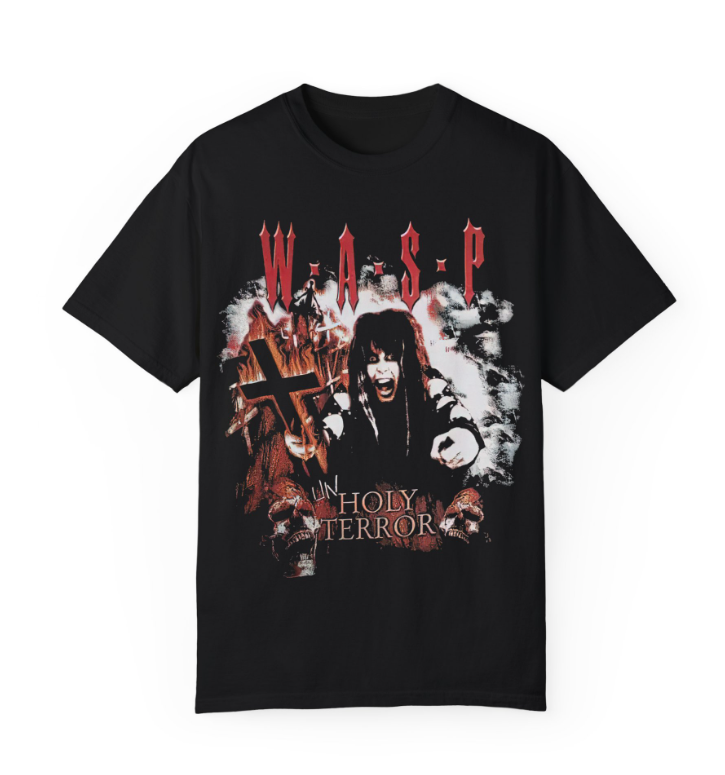 WASP Unholy Terror Shirt Double Sided Metal Tee Unisex Rock