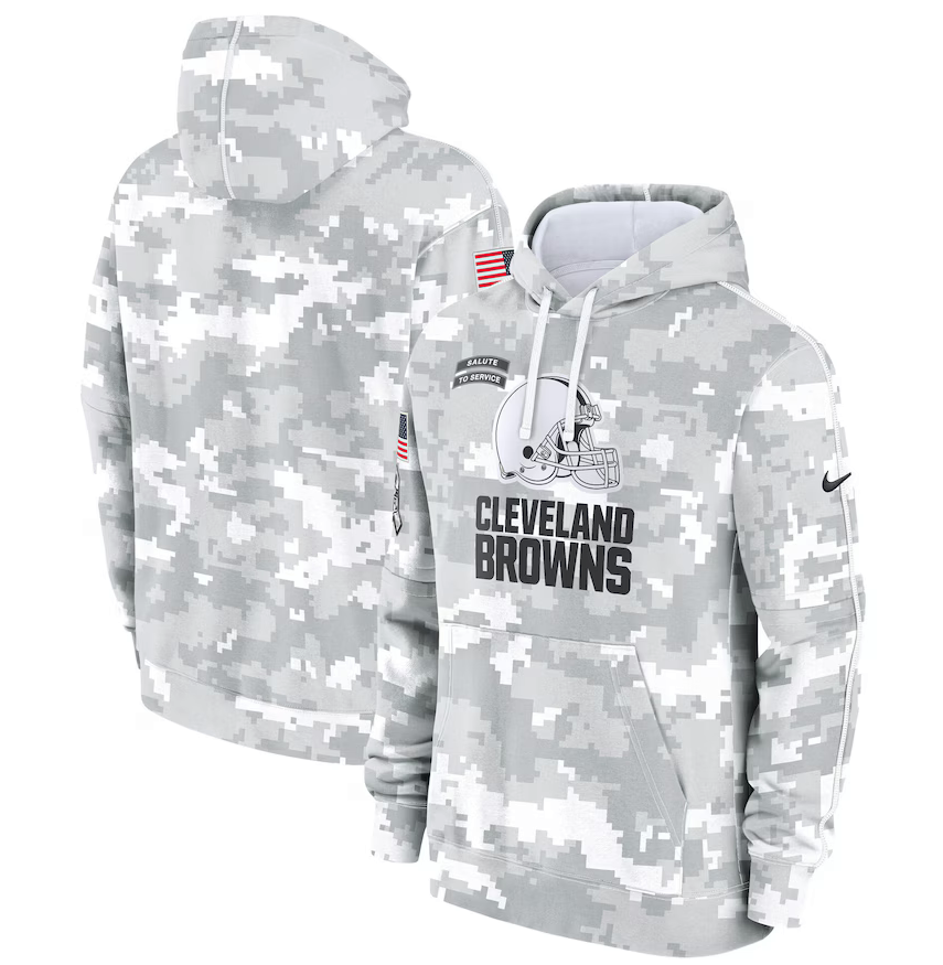 Cleveland Browns Salute To Service Camo Pullover Hoodies