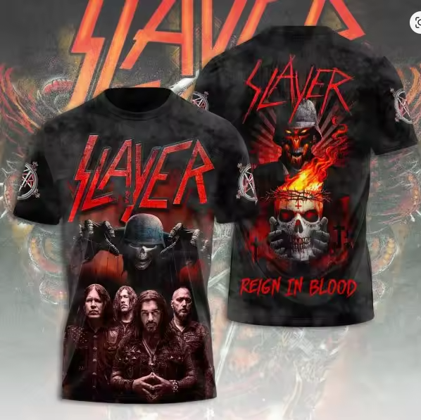 Slayer Rock Band 3D Print T-Shirt Men Women Hip Hop Short Sleeve Round Neck Harajuku Streetwear Tee