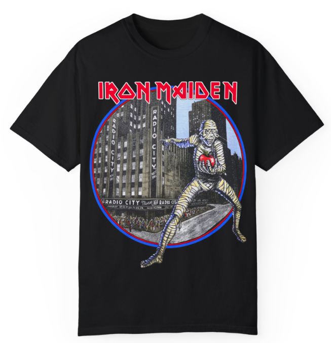 (2 SIDED) Official Iron Maiden Band Shirt 1985 – Eddie Luvs Noo Yawk Tour Merch