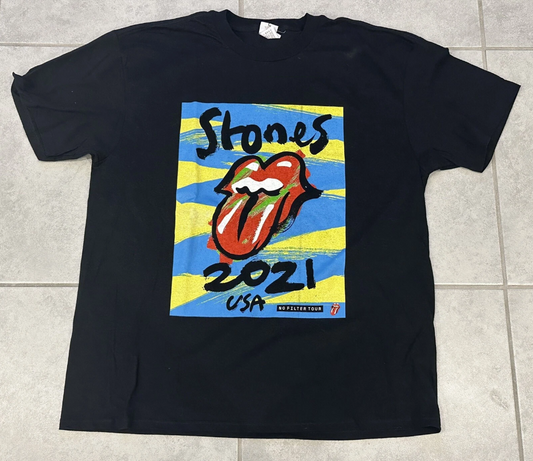 The Rolling Stones 2021 NO FILTER TOUR BLACK Shirt Band Tee Double sided
