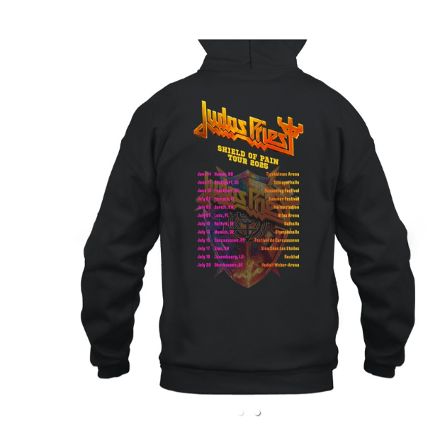 (2 SIDED) Judas Priest Hoodie Resurrection Fest 2025 Edition, Saxon Collaboration Heavy Metal Rock Band Pullover Sweatshirt