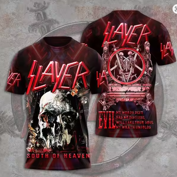 New Slayer Heavy Metal Rock Band 3D Printed T-Shirt Men Women Casual Hip Hop Streetwear Short Sleeve Tee