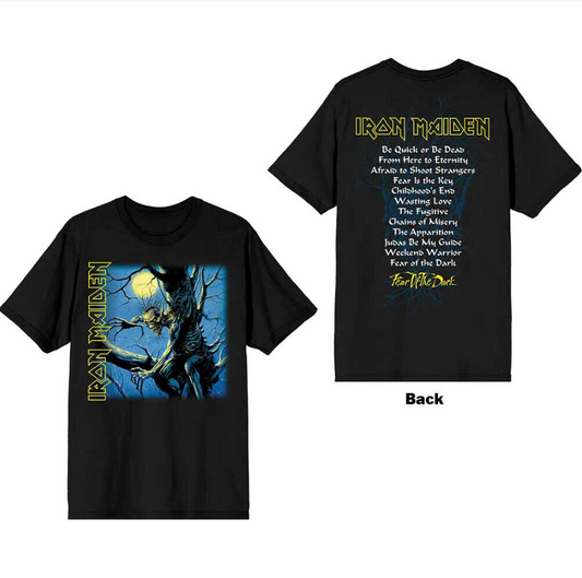 Iron Maiden Fear of the Dark T-Shirt – Black Tee with Tracklist Back Print