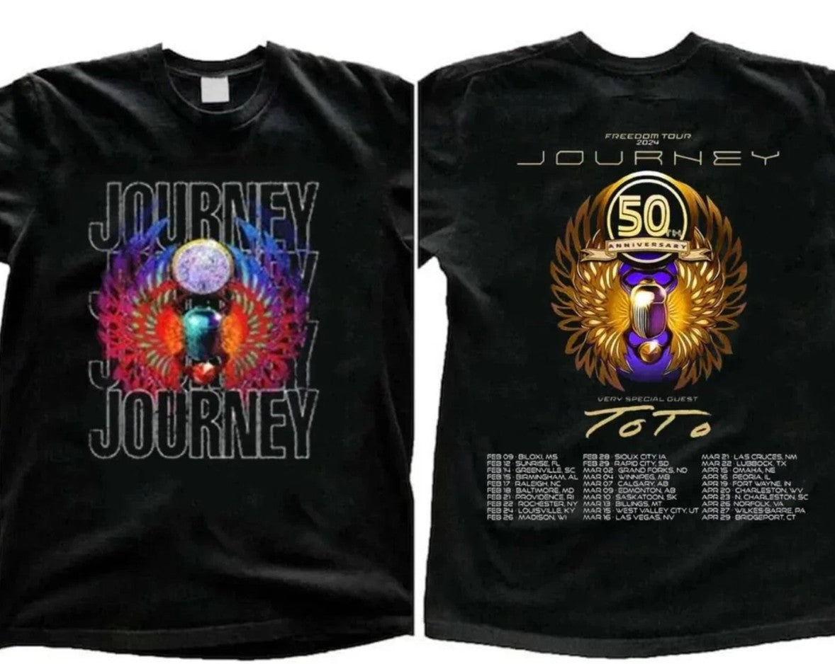 Journey Freedom Tour 2024 Shirt, Journey With Toto 2024 2 Sided T Shirt
