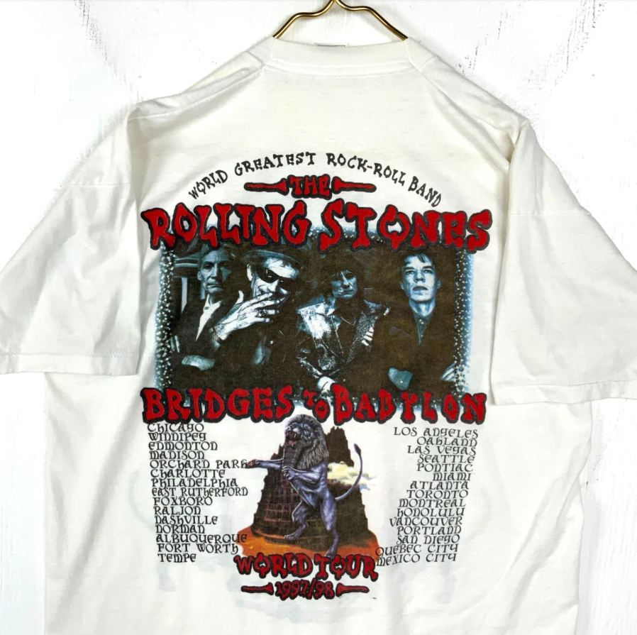 Vintage The Rolling Stones T-Shirt  Rock Band 1998 Bridges To Babylon Tour 90s