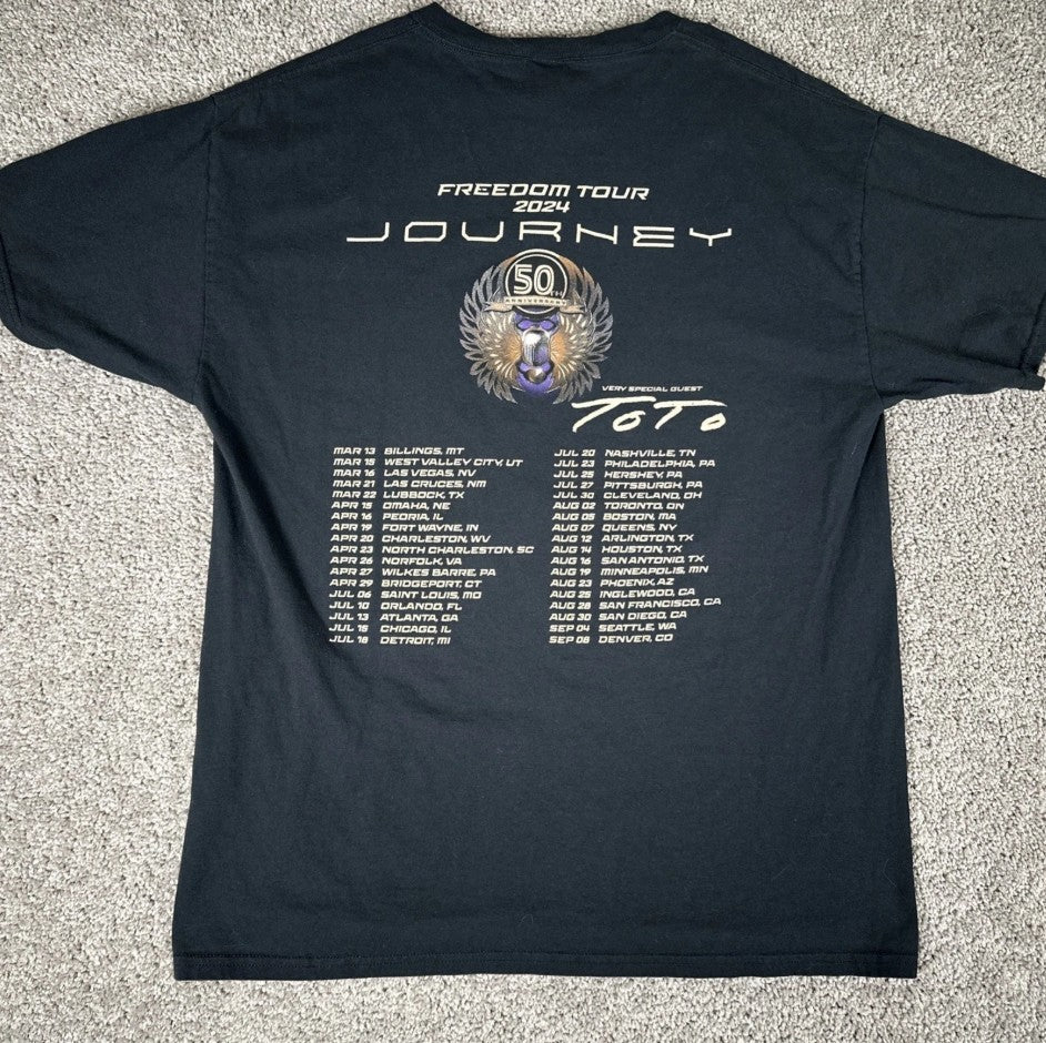 Journey Shirt Mens Black 50th Anniversary 2024 Freedom Tour Tee