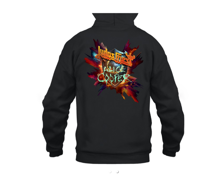 (2 sided) Judas Priest Hoodie Resurrection Fest Graphic, 2025 Tour Heavyweight Pullover Sweatshirt with Saxon Design