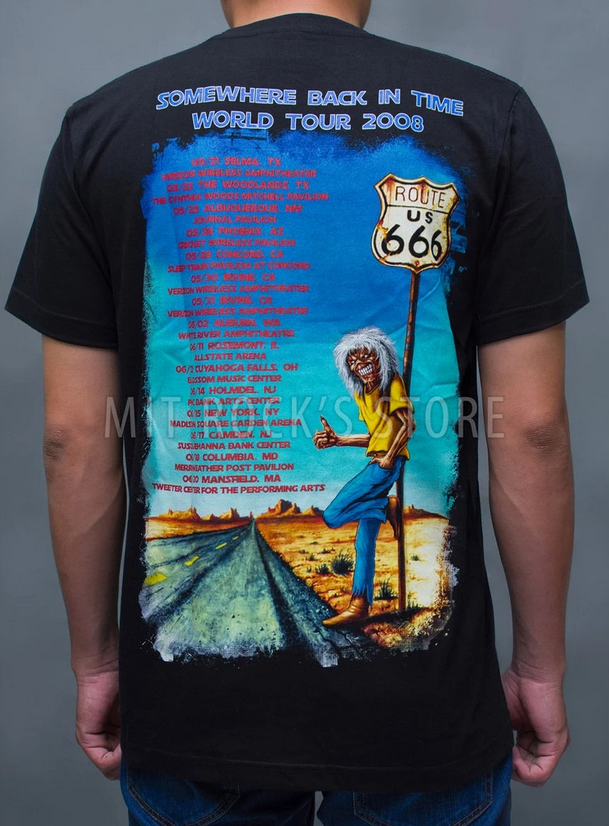Iron Maiden Somewhere Back in Time World Tour 2008 T-Shirt – Route 66 Eddie Graphic Tee