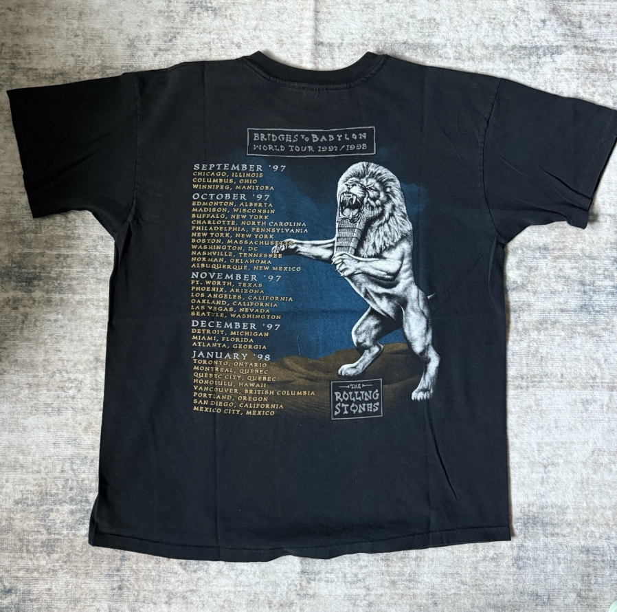 Vintage 90s The Rolling Stones Bridges to Babylon Tour Concert Tshirt