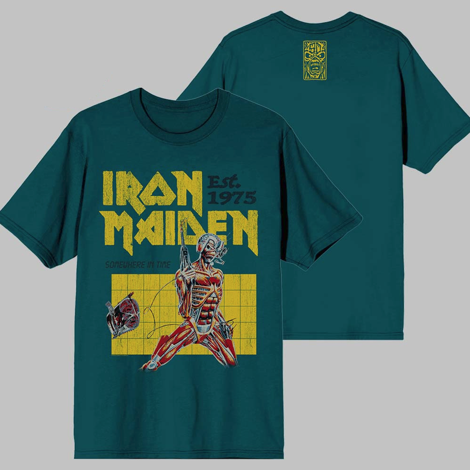 Iron Maiden Cyborg Eddie 50th Anniversary Somewhere In Time Some Green In Time T-Shirt