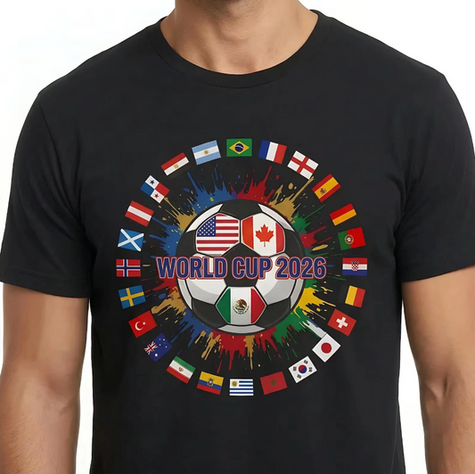 T-shirt printed with a football and flag - World Cup 2026 T-shirt