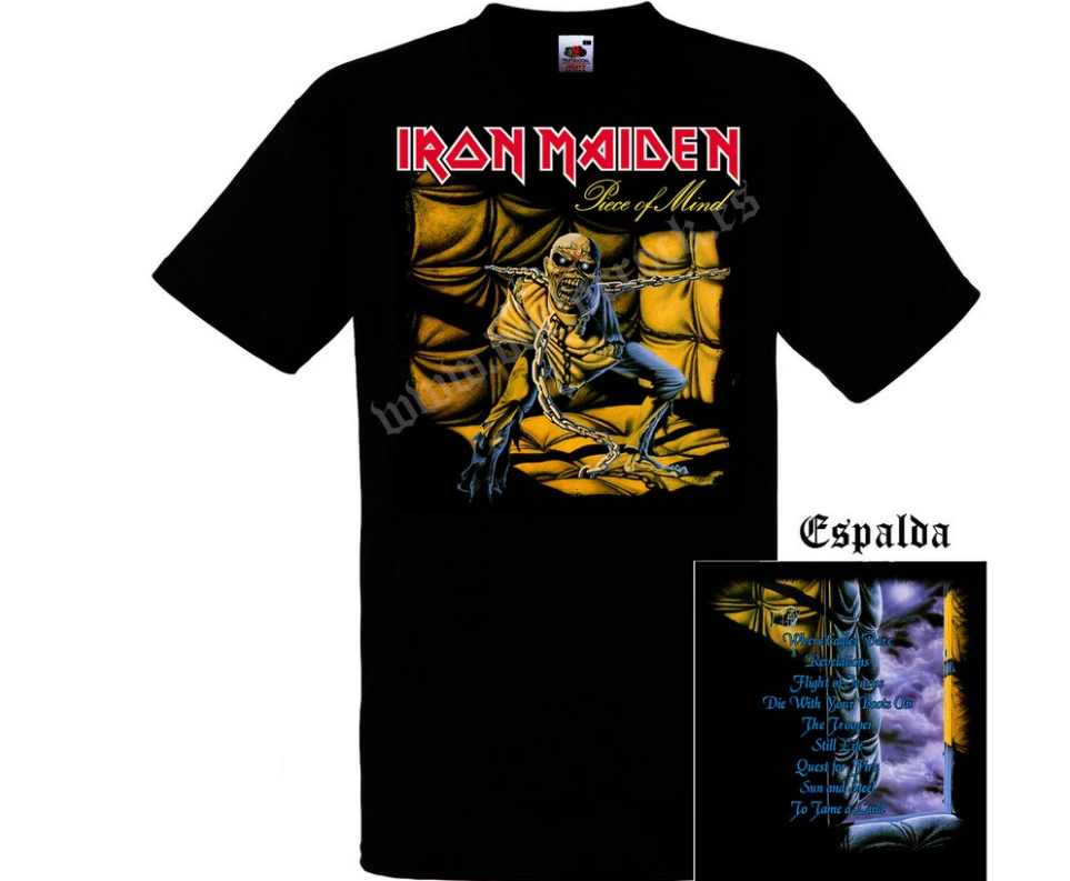 Iron Maiden Piece of Mind 1983 Classic Album Cover T-Shirt Black