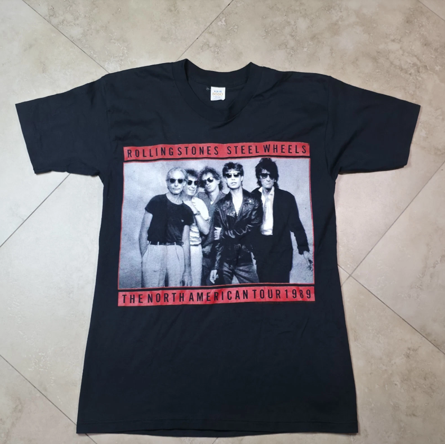 Vintage 1989 Rolling Stones Steel Wheels Tour Shirt Mens Medium Black 50/50 USA
