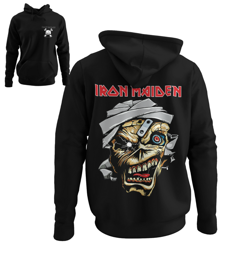 Iron Maiden Hoodie (2 sided)  Metal Band Music Grunge 80s Mens Organic Hoodie