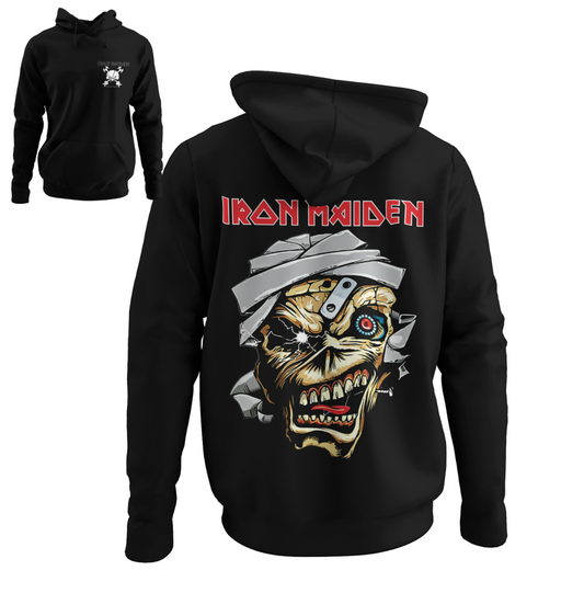 Iron Maiden Hoodie (2 sided)  Metal Band Music Grunge 80s Mens Organic Hoodie