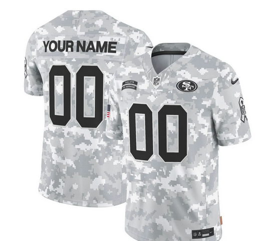 San Francisco 49ers 2024 Salute to Service Arctic Camo Custom Name & Number Jersey