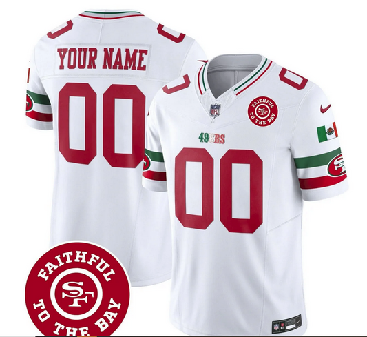49ers Mexico Faithful To The Bay Patch Vapor Custom Jersey - All Stitched
