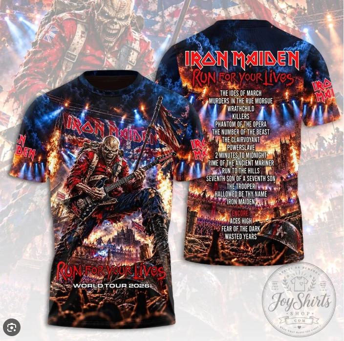World Tour 2026 Graphic T-Shirt for Iron Maiden's Run For Your Lives