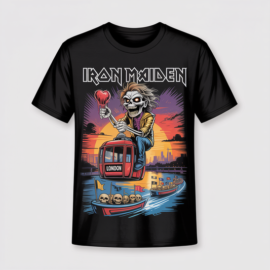 (2 sides)2020 Iron Maiden European Tour Concert Shirt Live in Paris Vintage Black Band Tour Tee