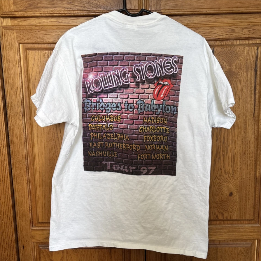 Vintage 90s Rolling Stones Shirt L Bridges To Babylon Band Tour
