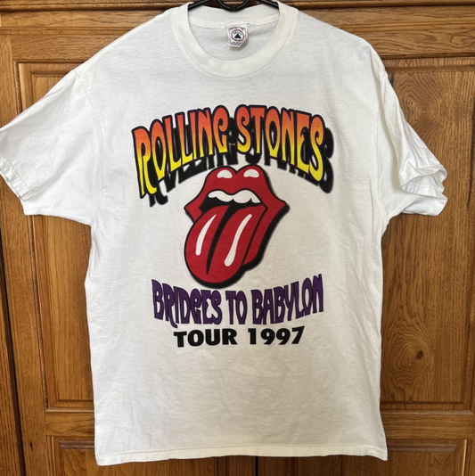 Vintage 90s Rolling Stones Shirt L Bridges To Babylon Band Tour