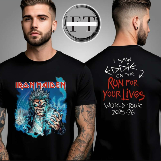 Iron Maiden 2025 Tour Tee – Electrified Eddie Design, Double-Sided Band Shirt