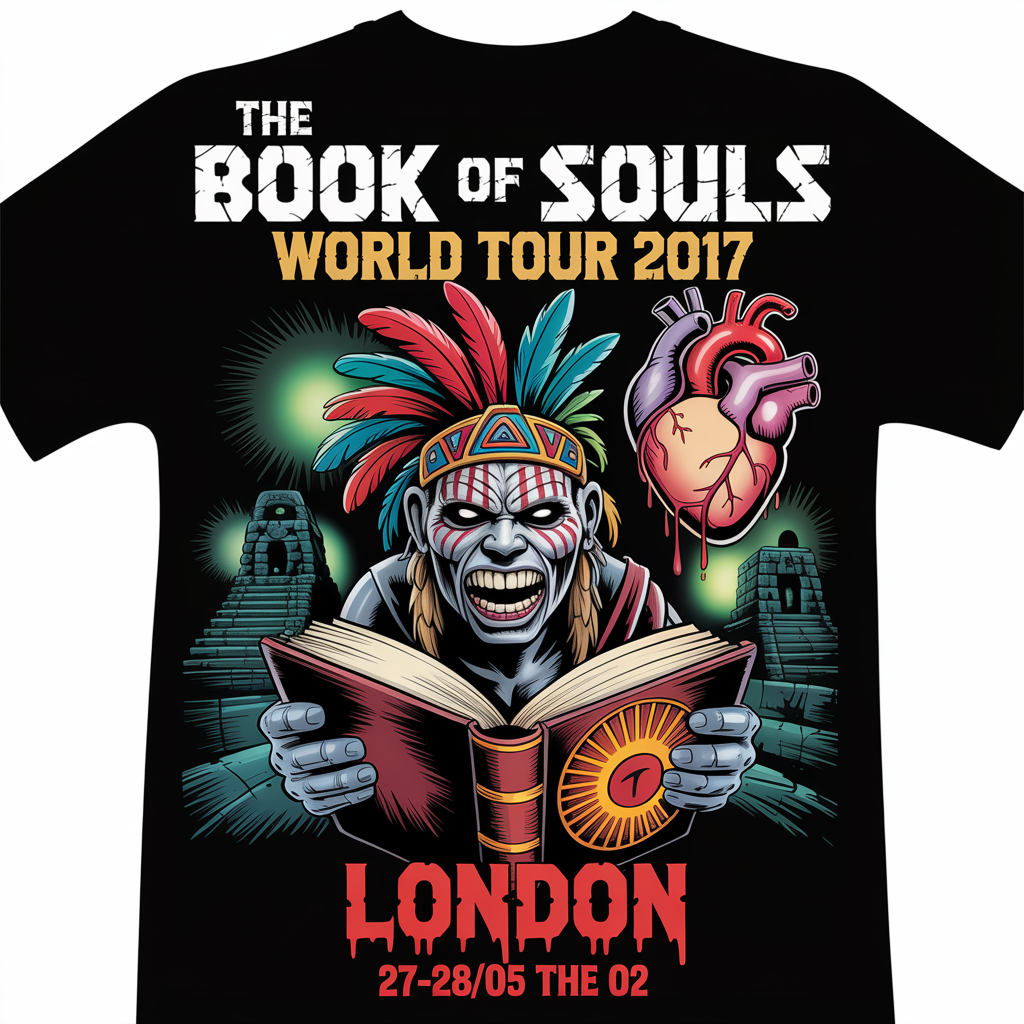 (2 sides)2020 Iron Maiden European Tour Concert Shirt Live in Paris Vintage Black Band Tour Tee