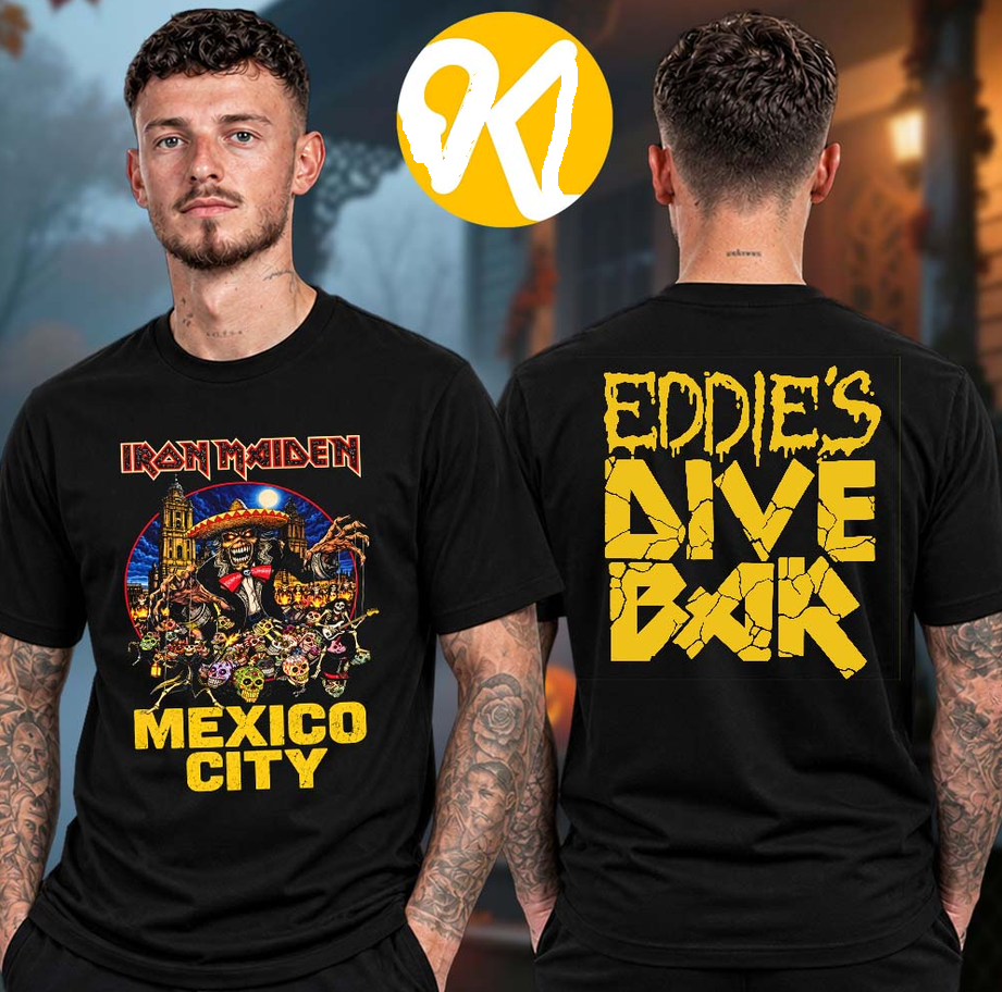 Iron Maiden Mexico City 2026 Eddie Dive Bar Two Sided Unisex T-Shirt